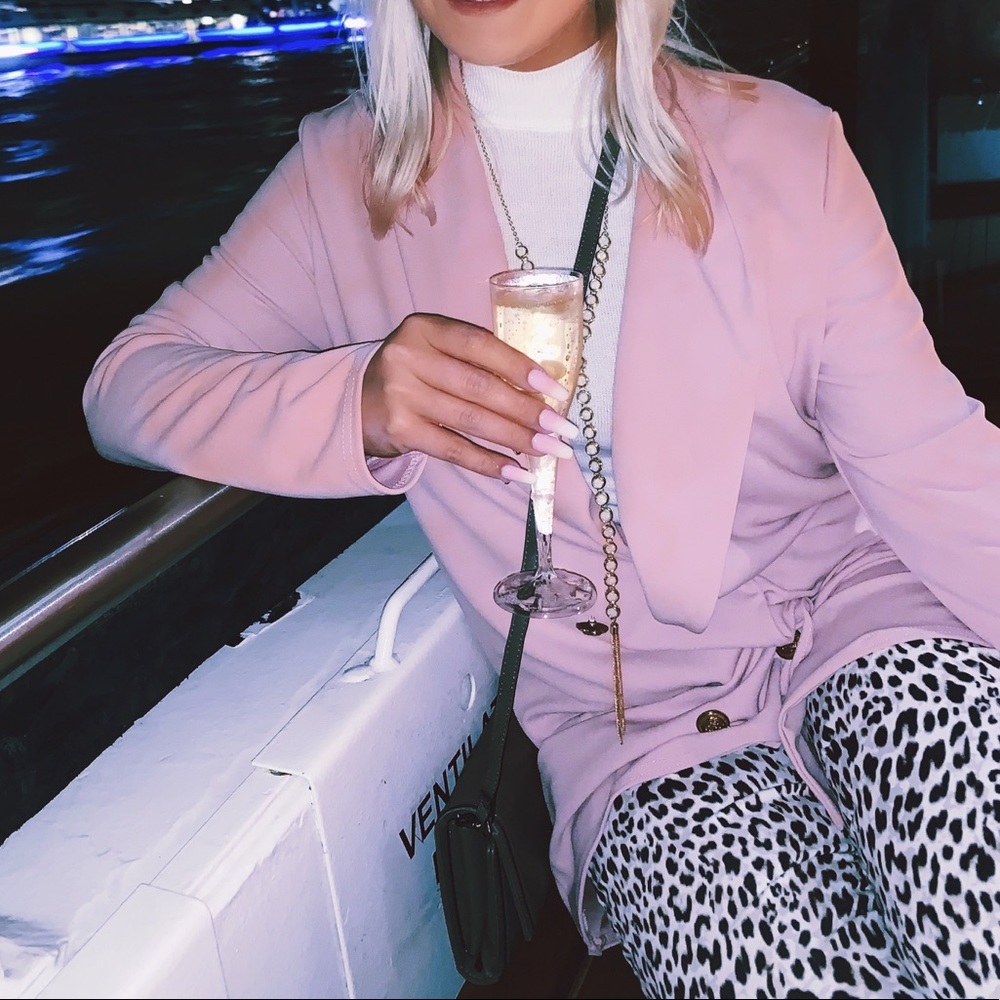pink blazer dress